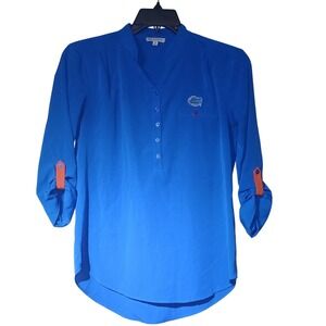 UG Apparel Florida Gators Womens Royal Blue 3/4 Roll Tab Sleeve Tunic Blouse S